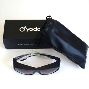 New Black Purple Tint Side Window Polarized Sunglasses with Case Pouch